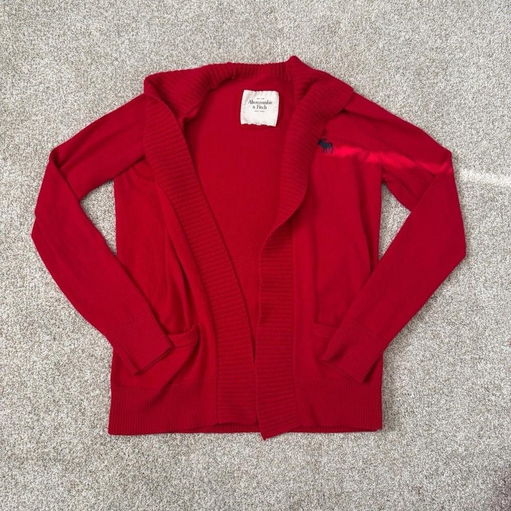 2000's Abercrombie & Fitch Red Cardigan Sweater/ Size Large